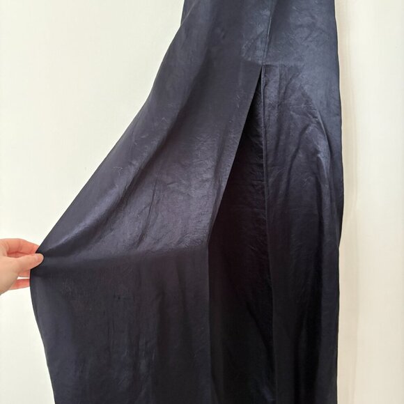 Zara ZW Collection Satin Halter Dress NWT Dark Navy Blogger Size Medium - Picture 11 of 16